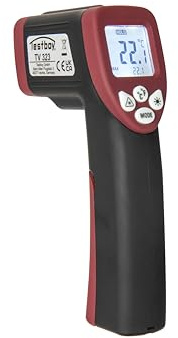 Thermomètre infrarouge Testboy TV 323, appareil de mesure de la température (fonction de maintien des données, affichage de la valeur min/max, LCD avec rétroéclairage), rouge/noir