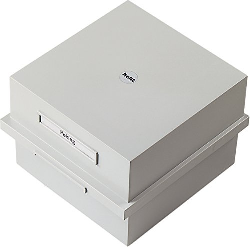 helit H6212082 - Karteikarten Box „the admin“ DIN A5 quer, inkl. Schwenkstütze, Karteikasten lichtgrau