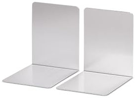 MAUL Buchstütze aus Aluminium (2er Pack) 10x8x10cm | Bücherhalter, Organizer für Kinder, Bücher, Büro, Regal | Bücherstütze im stilvollen Aluminium Design, möbelschonender Buchhalter | Silber