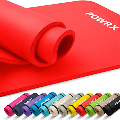 POWRX Gymnastikmatte I Yoga-Matte (Rot, 190 x 60 x 1.5 cm) inkl. Trageband + Tasche + GRATIS Übungsposter I Hautfreundliche Sportmatte Fitnessmatte rutschfest Phthalatfrei 190 x 60, 80 oder 100 x 1.5 cm I versch. Farben Turnmatte für Zuhause