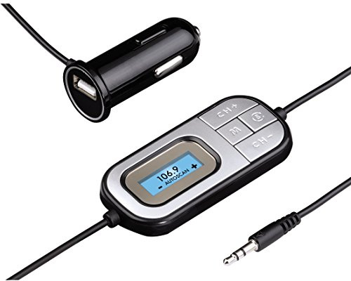 Hama Kfz FM Transmitter (3,5 mm Klinkenstecker, Auto Scan-Funktio, USB Ladebuchse für MP3-Player und Smartphones) Silber/schwarz