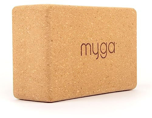 Myga Kork Yoga Block | Rutschfest & Robust | Unterstützung bei Yoga- und Pilatesübungen | Ideal für Anfänger & Fortgeschrittene | 22 cm x 14,5 cm x 7 cm | Naturkork