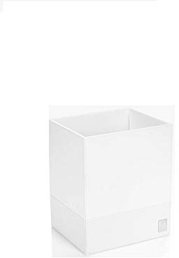 JOOP! Papierkorb bathline Weiß, 25x30x21 cm, Leder Optik mit silberner JOOP! Logo Plakette vorne