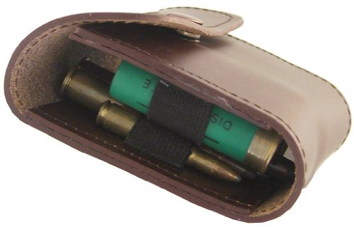 Patronenetui, Leder 5 große / 2 kleine Kugeln / 4 Schrot, braun