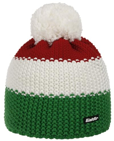 Eisbär Star Italy Bommelmütze Beanie Skimütze Wintermütze Wollmütze Strickmütze Damen/Herren - Made in the EU mit Futter, Futter Herbst-Winter Winter
