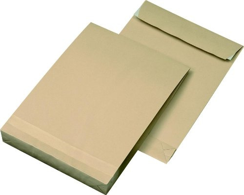 Mailmedia 100 Faltentaschen DIN B4 50mm Falte, Selbstklebend, 100 Count