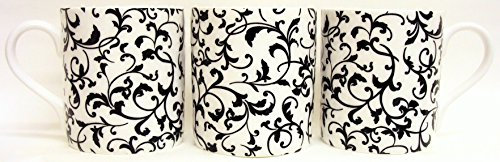 fromeuropewithlove Venetian Mugs Set of 4 Fine Bone China Balmoral Venetian White Mugs Hand Decorated in the UK Free UK Delivery