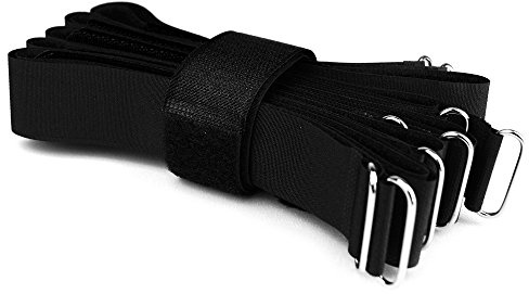 10 x Klettkabelbinder DS Metallöse Haken/Flausch auf UNTERSCHIEDLICHEN SEITEN! - 60 cm schwarz Kabelbinder wiederverwendbar