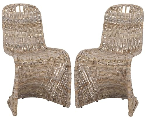 Safavieh Home Collection Cilombo Natural Wicker Dining Chair (Set of 2), 19