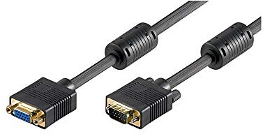 Goobay 50486 Rallonge de Moniteur Full HD SVGA, Doré, Noir, 3m Longueur