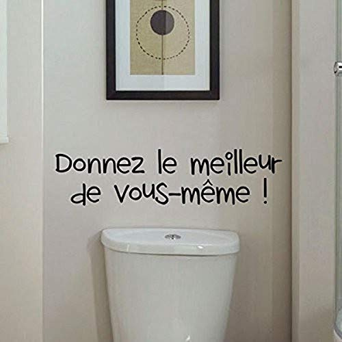 Sticker adhésif Mural Citation noir| Sticker Autocollant Citation DONNEZ LE MEILLEUR DE VOUS-MÊME - Décoration Murale Salon | Imperméable/Amovible - 15 x 55 cm