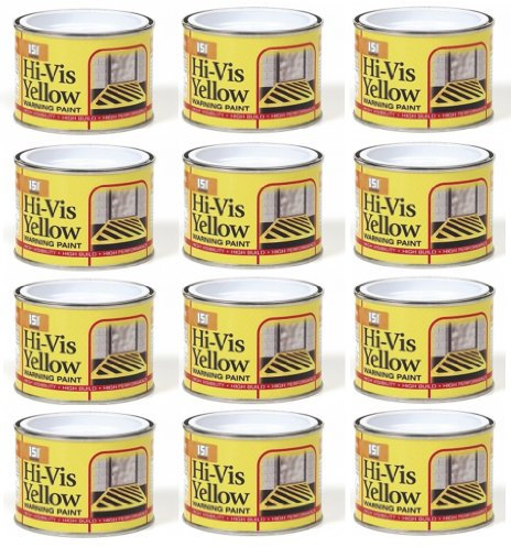 12 x Tins Of Hi-Vis Yellow Warning paint, 180ml, non drip, home DIY