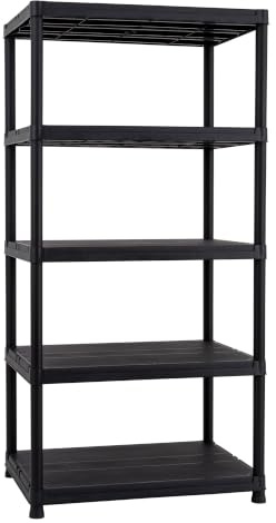Toomax Universal 96-5 Scaffale salvaspazio a 5 ripiani in plastica resistente nera 90x60x180h cm, struttura componibile per garage, cucina o esterno, ideale per organizzare attrezzi e utensili