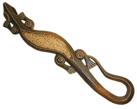 Naturesco Wanddeko Wandfigur Holz Figur Wandgecko Gecko handbemalt L: 100cm