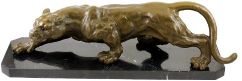 Kunst & Ambiente - XXL Panther Statue in Bronze auf Marmorsockel - signiert von Milo - Skulptur - Tierskulptur - Luxus Deko - Edel Dekoration - Wohnung - Einrichtung