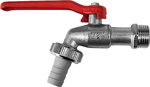 Cornat Kugelauslaufhahn – Hochwertiges Messing – Zapfhahn | Inklusive Schlauchanschluss – als Außenzapfstelle – Zapfhahn für Regentonnen – Wasserhahn – Absperrhahn – 1/2 Zoll AG