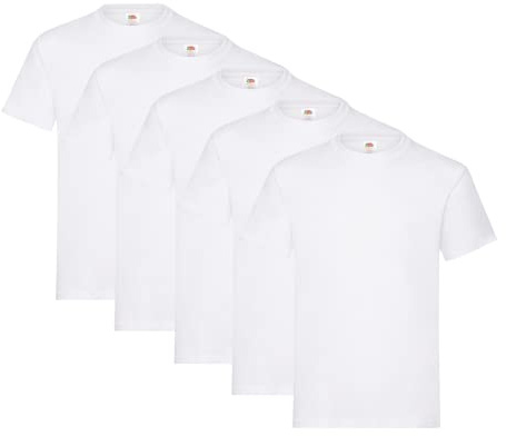 Fruit of the Loom 61-212 Heavy Cotton Tee Maglietta da Uomo, pacco da 5 pezzi, Bianco (Weiß), L