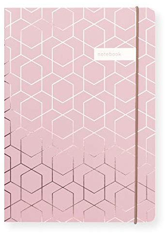 Matilda Myres A5 Lined Notebook | 192 Pages | Premium Softback Journal for Notes, School & Work | Elastic Closure & FSC Paper | A5 Writing Notebook – Pink & Rose Gold