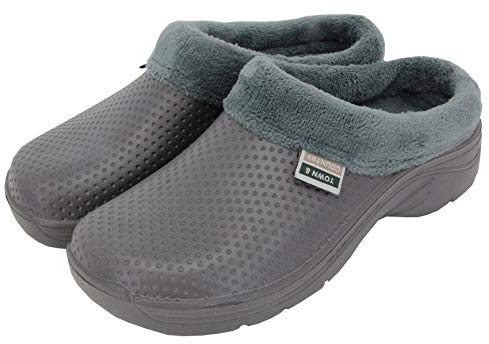 Town & Country TFW6627 Super Soft Fleecy Cloggies (11 UK, Charcoal Dots with Fur)