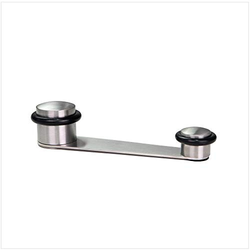 EVI Herrajes | Türstopper | Befestigung zum Kleben oder Schrauben + Dübel | mit drehbarem Feststeller | Feststeller für Türen bis 70 mm | Gummi Schwarzer | Edelstahl Finish Matt | Mod. I-152