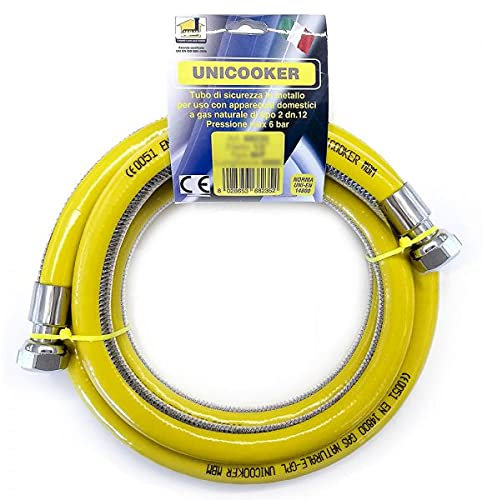 Tubo flessibile gas cucina 2 mt 1/2 EN 14800 UNICOOKER F/F CE EN 14800 L 200 cm