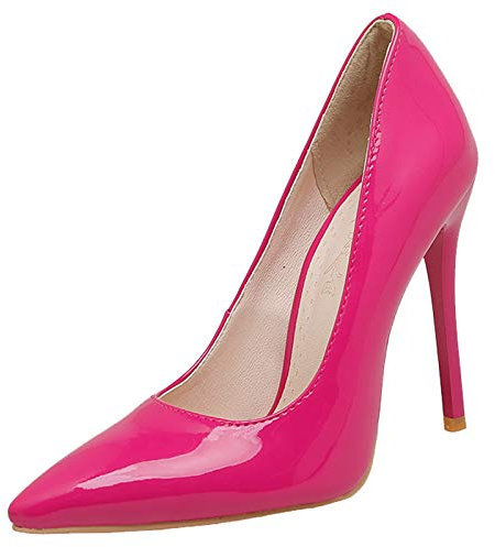 Onewus Donne Sexy Pizzo Dita Tacchi A Spillo Da Sera Scarpe, Fucsia, 38 EU