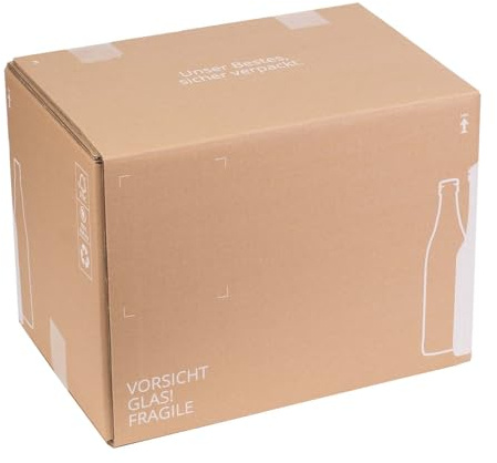 smiley pack Flaschenversandkarton Bier 0,5 L für 12 Flaschen – 50 Stück | inklusive Einlage – PTZ zertifiziert – für Versand mit DHL & DPD – Bierkarton & Bierverpackung