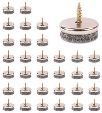 Filzgleiter für Möbel – Filzgleiter mit 24 mm Durchmesser für Möbelfüße. 5MM dicke Stuhlbein-Bodenschoner. Möbelpolster mit einfacher Schraubmontage sind ideale Bodenschutzpolster