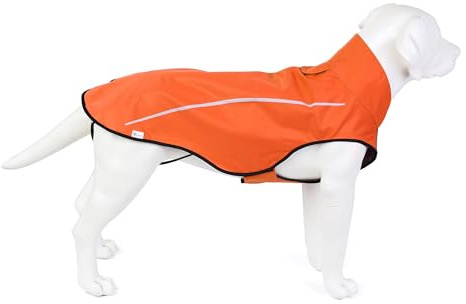 Mile High Life Hunderegenmantel Einstellbare wasserdichte Haustierkleidung Leichte Regenjacke mit reflektierendem Streifen Einfacher Einstiegsverschluss (XS,Orange)