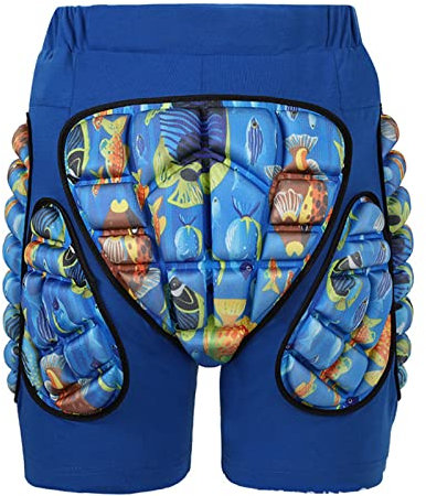 HGYJ Schutzhosen Snowboard Shorts für Kinder Herren Damen, 3D Gepolstert Protektorhose Atmungsaktive,Blue,M