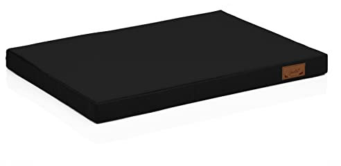 Juelle Orthopädisches Hundebett aus Kunstleder, Orthopädische Matratze für Große Hunde, Bett Abnehmbar, Schmutzabweisend, Omar M-XXL (XL - 120x90x5 cm, Schwarz)