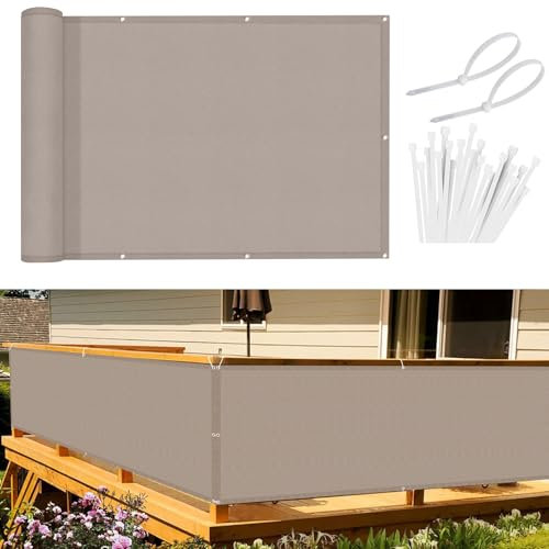Sunnylaxx Frangivisto Balcone per Protezione 100x300 cm,Schermo Privacy,Recinzione Copertura per Privacy Balcone PES,per Balcone Giardino terrazza,con Occhielli e Fascetta, Taupe