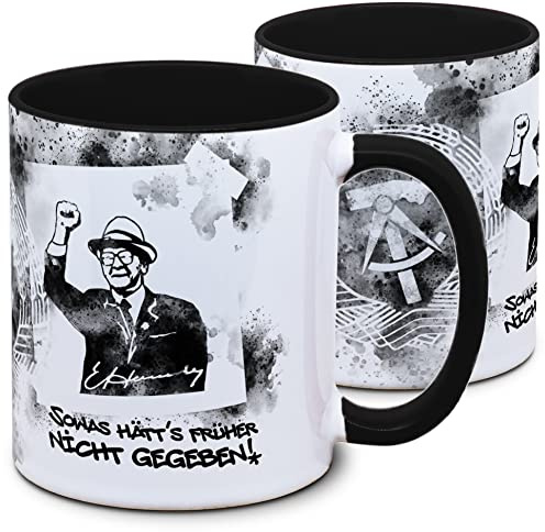 DDR Tasse: Früher hätt's sowas nicht gegeben - mit Erich Honecker Silhouette, Ostalgie, Nostalgie, Geschenk, Retro, schwarz