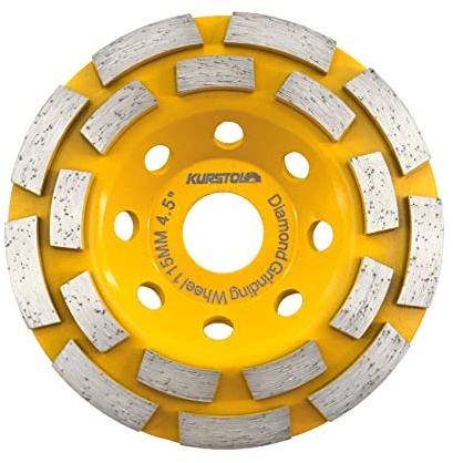 KURSTOL Diamond Grinding Cup Wheel - 4.5/115mm Double Row Angle Grinder Cup Wheel for Grinding,Smoothing,Shaping Concrete,Marble,Granite,Masonry,Brick