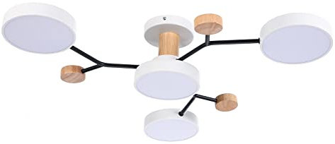 Schindora 4 Köpfe LED Deckenleuchte,36W Warmweiß 3000K,Holzdekor Deckenleuchter Ø66cm für Wohnzimmer Küche Esszimmer Home Office Kinderzimmer