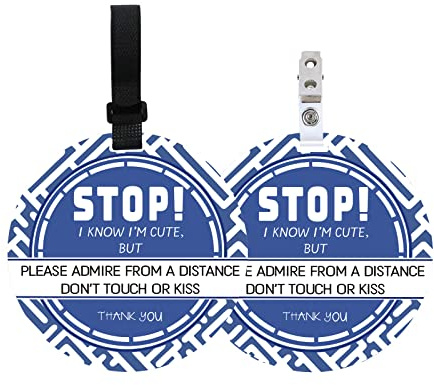 PLIGREAT 2 Pack Stop Touching Baby Signs, No Kissing Baby Sign for Baby Car Seat Baby Carriers, Stroller Tags with Hanging Straps and Clip, No Touching Baby Signs for Newborn Baby Girls Boys Preemie