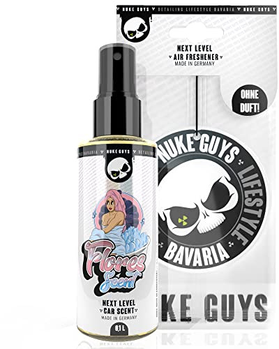 Nuke Guys bildoft – bildoft spray – 100 ml flores doft bilparfym – praktisk luftfräschare för interiören, behaglig bildoft + hänge