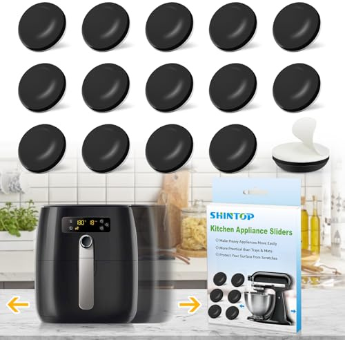 Kitchen Appliance Sliders, 16pcs Self Adhesive Small Appliance Sliders Easy Mover Space Saving Home Must Have Gadgets for Countertop Coffee Maker, Air Fryer (Black)