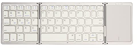 ciciglow Foldable Wireless Keyboard with Touchpad, 3 Folds, 140mAh Battery, Compatible with IOS//, Supports Multiple Device Connection (Silver White)