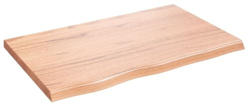 vidaXL Comptoir de Salle de Bain, Dessus d'Armoire avec Bord Vivant, Plan de Travail de Toilette, Marron Clair 80x50x(2-4) cm Bois Traité