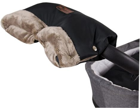 Handmuff für Kinderwagen Große Muff Handwärmer mit Kunstfell Handschuhe für Buggy Kinderwagenmuff (MD5 Beige)