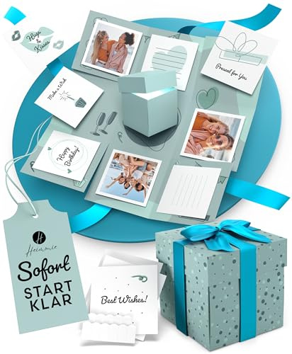 Caja de regalo de cumpleaños de explosión, caja sorpresa azul, caja de regalo para fotos, juego de manualidades, caja de regalo para cumpleaños, regalo para novio, regalo de boda, regalo personalizado