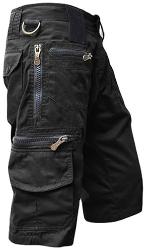 Generisch Cargohose Herren 3/4 Outdoor Hose Wanderhose Leicht Atmungsaktiv Shorts Sommer Freizeithose Mit Taschen, M-5XL