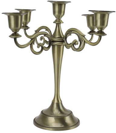 MINGZHE 5-armiger Kerzenhalter aus Eisen, Retro-Kerzenhalter, Herzstück, Moderner Kerzenständer, Dekorativer Kandelaber für Hochzeitsfeier(Bronze)