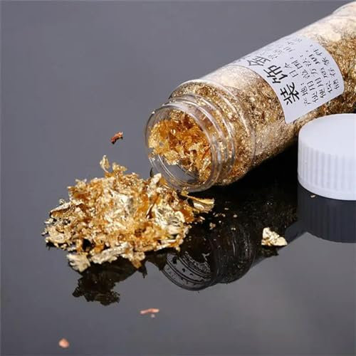 GUOZIF Schabin-Flocken aus echtem Blattgold in Lebensmittelqualität, 2 g, 24 Karat Gold, dekoratives Geschirr, Chef Art Kuchendekorationswerkzeuge