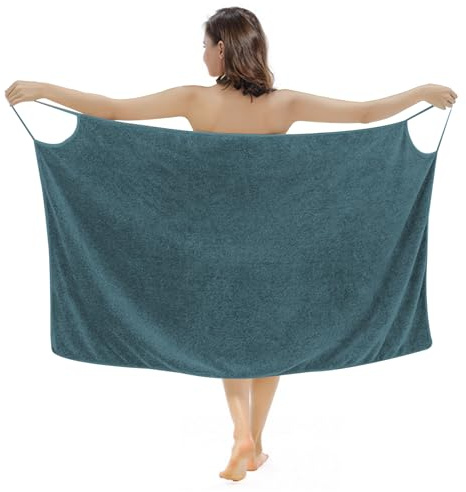 tragbar badetuch frau weiches strandtuchkleid marine blau spa-handtuch bademantel schnelle trocknung