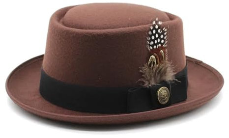 FULUJIDI Fedora Trilby Filzhut Hut Fedora Hut Damen Herren Mode All-Matching Style Hip Hop Fedora Hut M56-58Cm Braun