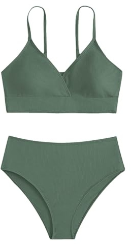 Bikini Mädchen 152 Teenager 3-Teiliger Bikini Set Badeanzug Mädchen Tankini mit Triangel Rüschen Set Push Up Bikinioberteil Bedruckte Bikinihose Badeanzüge für 2-14 Jahre