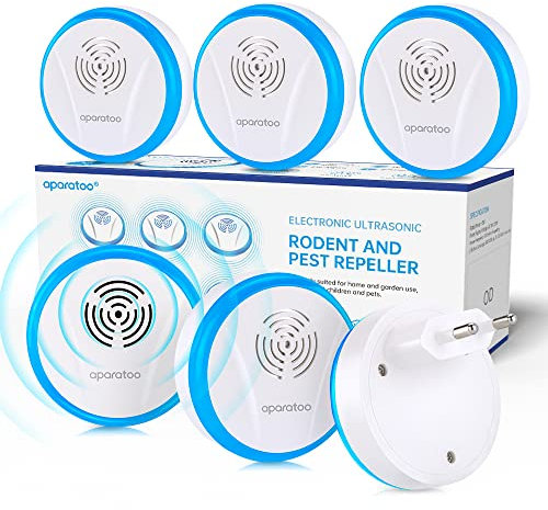 Repelente Ultrasónico de Plagas, 6 Paquetes Electrónico Repelente Mosquitos Control de Plagas, Repelente Ultrasónico Anti Mosquitos para Interiores, Insectos, Moscas, Cucarachas, Arañas, Roedores