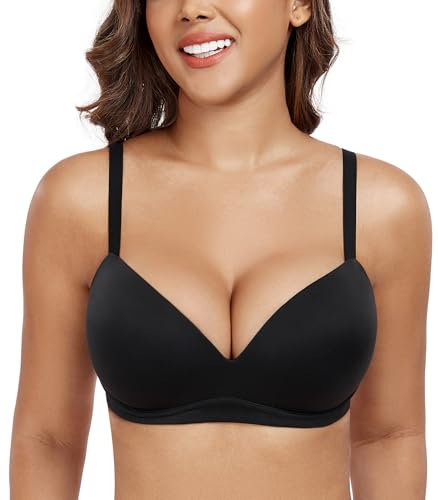 DotVol Damen Push Up BH Bequemer gepolsterter Bra für Frauen Ohne Bügel Unterwäsche Alltag BH(Schwarz 90B)